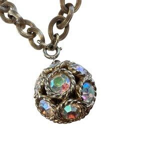 Vintage Sarah Coventry Dancing Magic Aurora Borealis Chunky Gold Necklace 60s